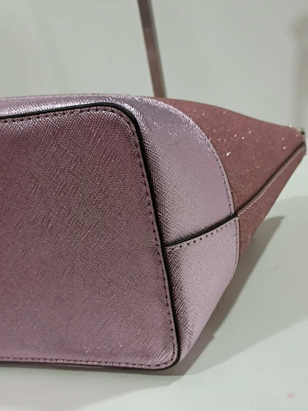 kate spade Pink Glitter and Saffiano Tote with Detachable Crossbody Strap